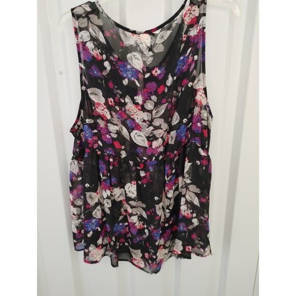 Torrid Sleeveless Tank Top Floral Tie Front Keyhole Sz 00 10/12 - Picture 4 of 4